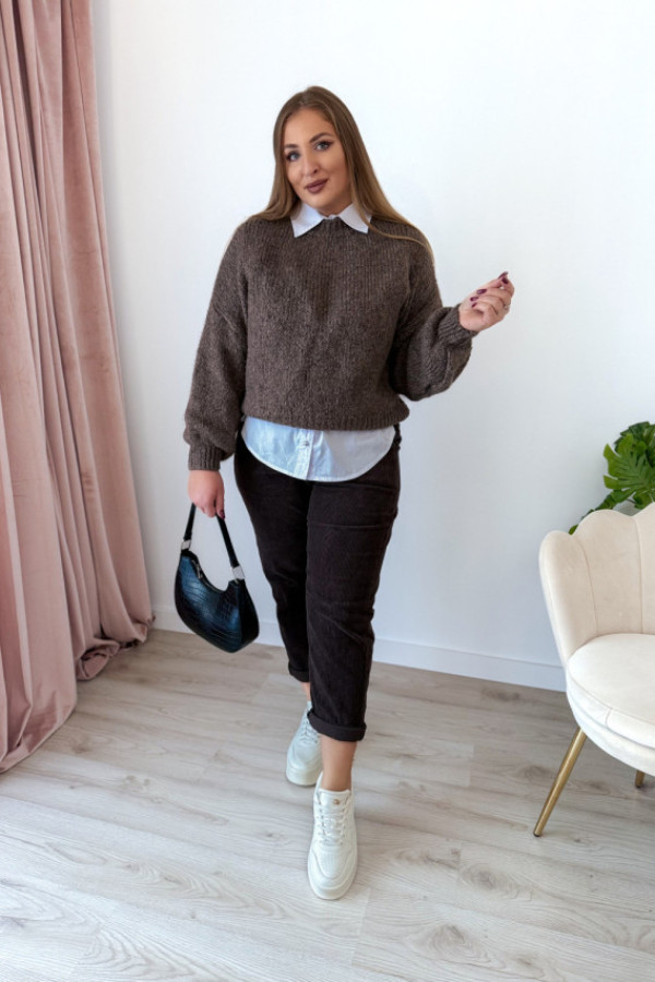 Sweter oversize z wełną i wiskozą meggie - fango