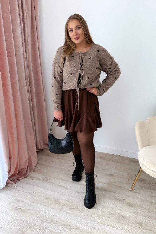 Sweterek wiązywany w serduszka lovella - fango