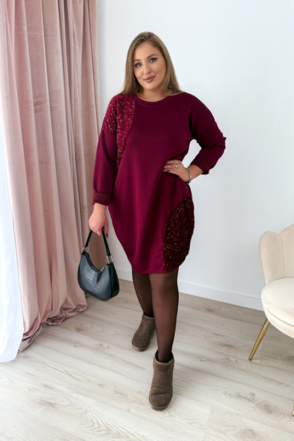Sukienka ze wstawkami cekinowymi chill babe - bordo