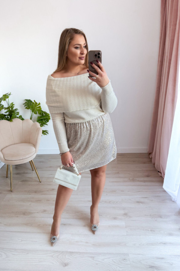 Spódnica mini cekinowa mini spark - szampańska