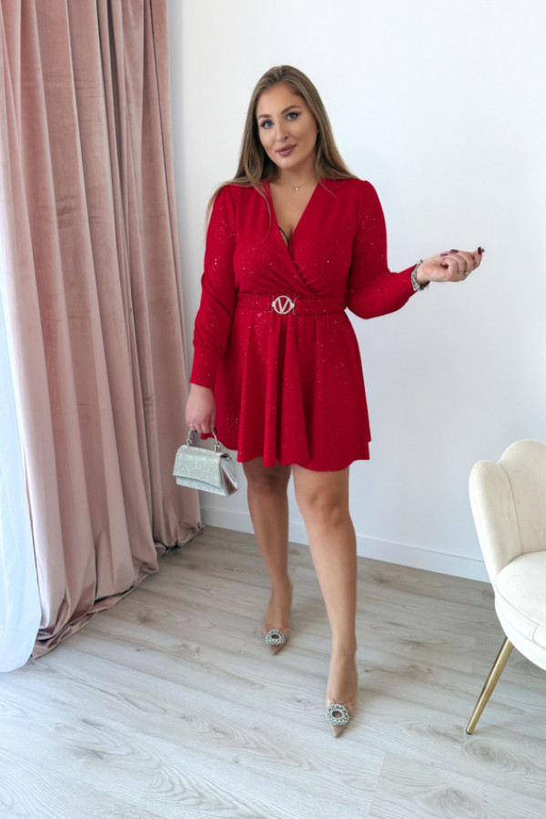 Preorder sukienka krótka ze srebrnymi drobinkami princess - czerwona (dostawa ok. 21.11.)