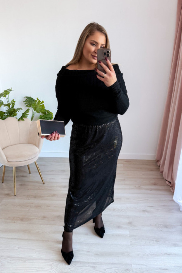 Sweterek z wywijanym dekoltem bella - czarna