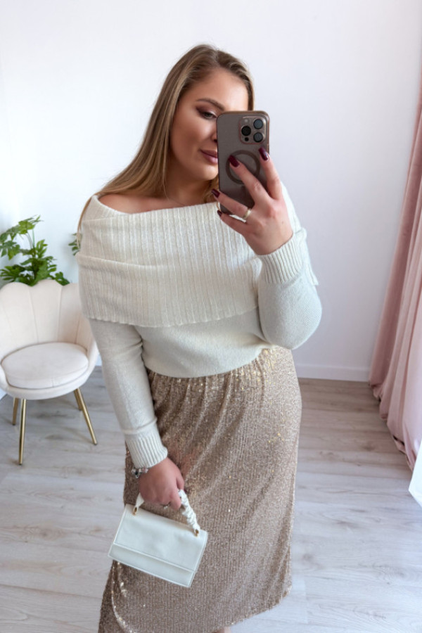 Sweterek z wywijanym dekoltem bella - krem