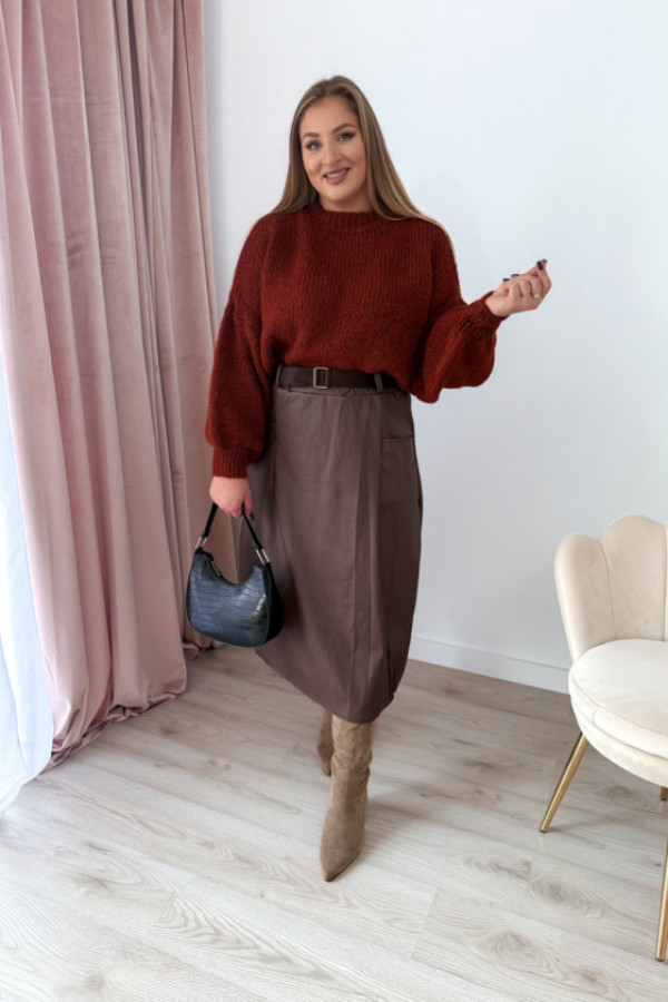 Spódnica midi skórkowa casey - czekolada