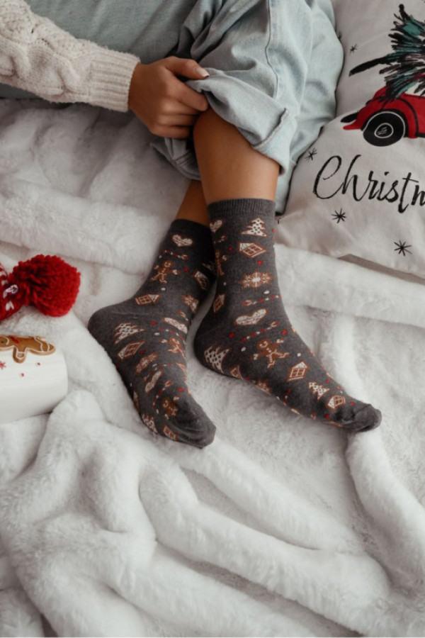 Skarpetki damskie świąteczne w pierniki - melanż