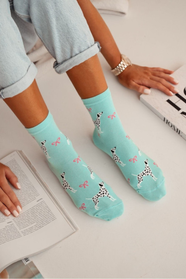 Skarpetki damskie dalmatyńczyk - błękit