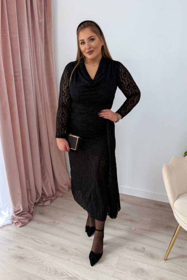 Komplet bluzka+spódnica midi koronkowy someone&dream - czarny