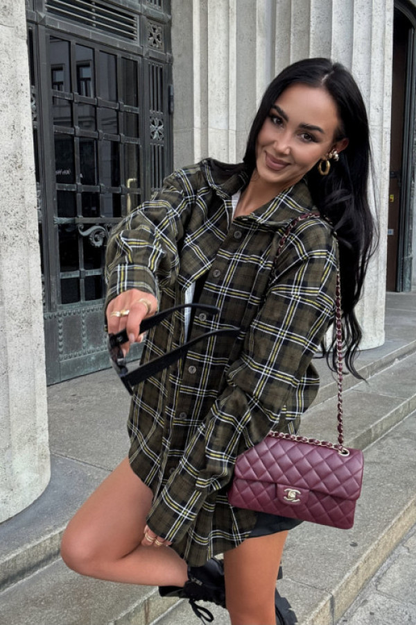 Koszula flanelowa w kratę oversize khaki la milla