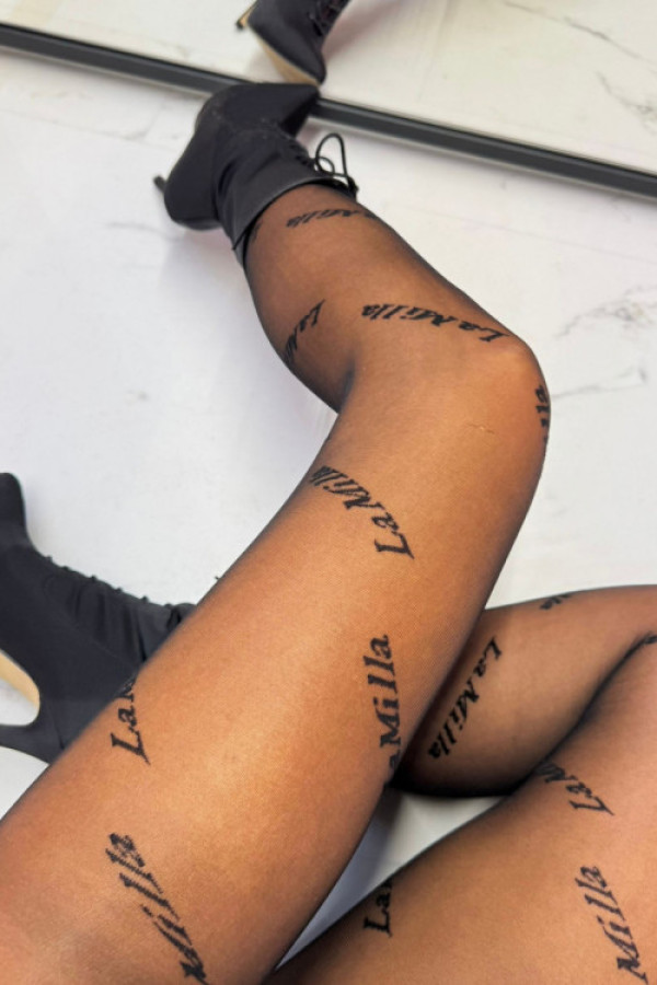 Czarne rajstopy z nadrukiem la milla