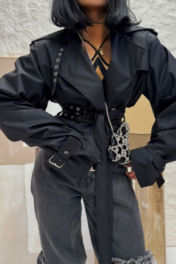 Krótki czarny trencz la milla