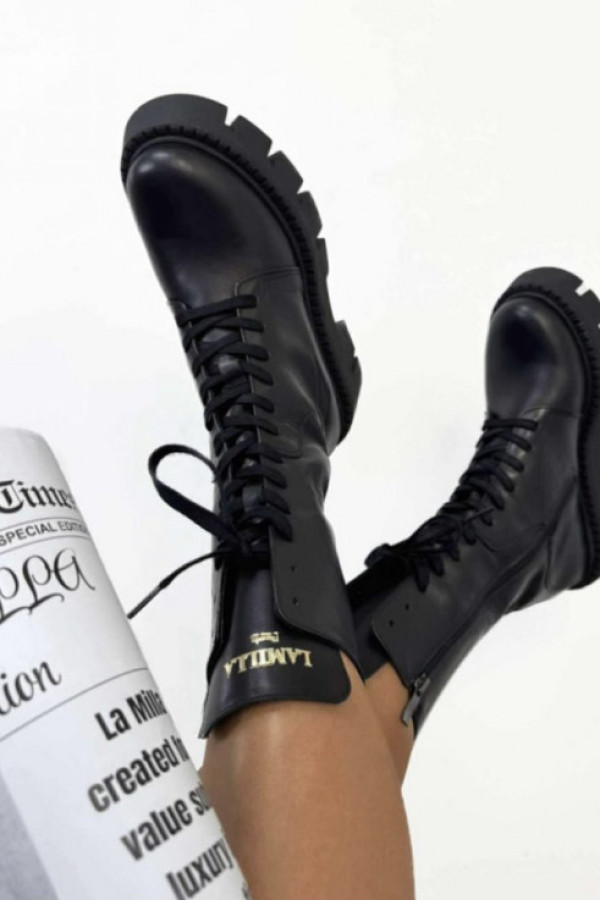 Czarne botki trapery la milla ze skóry naturalnej