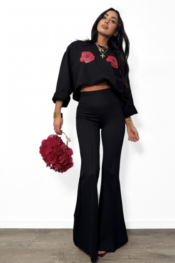 Czarne spodnie dzwony la milla