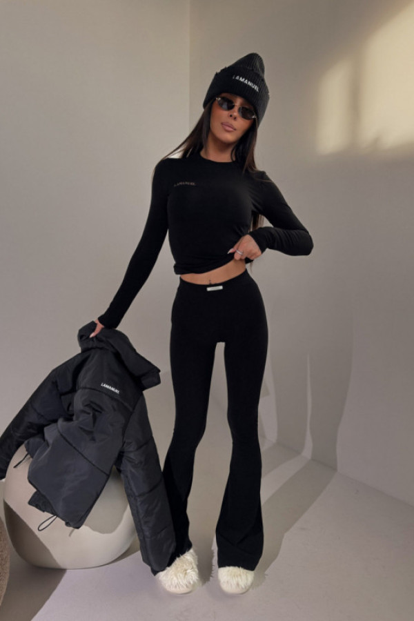 Legginsy z szeroką nogawką origin czarne la manuel