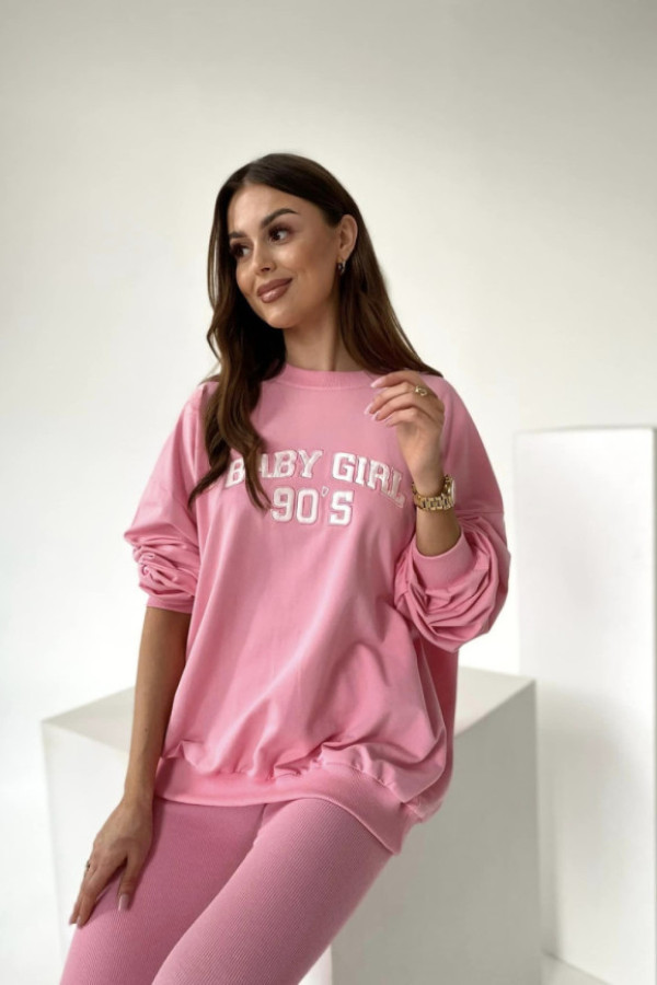 Bawełniany komplet dresowy baby girl- różowy