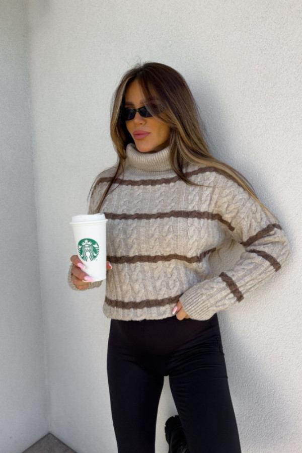 Sweter golf inko z wełną w paski