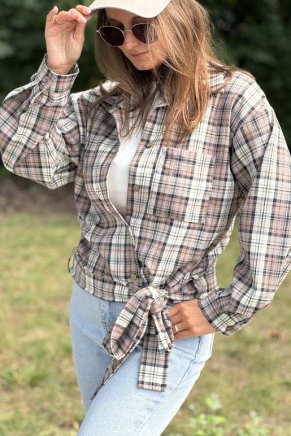 Koszula dakota z wiązaniem w kratkę