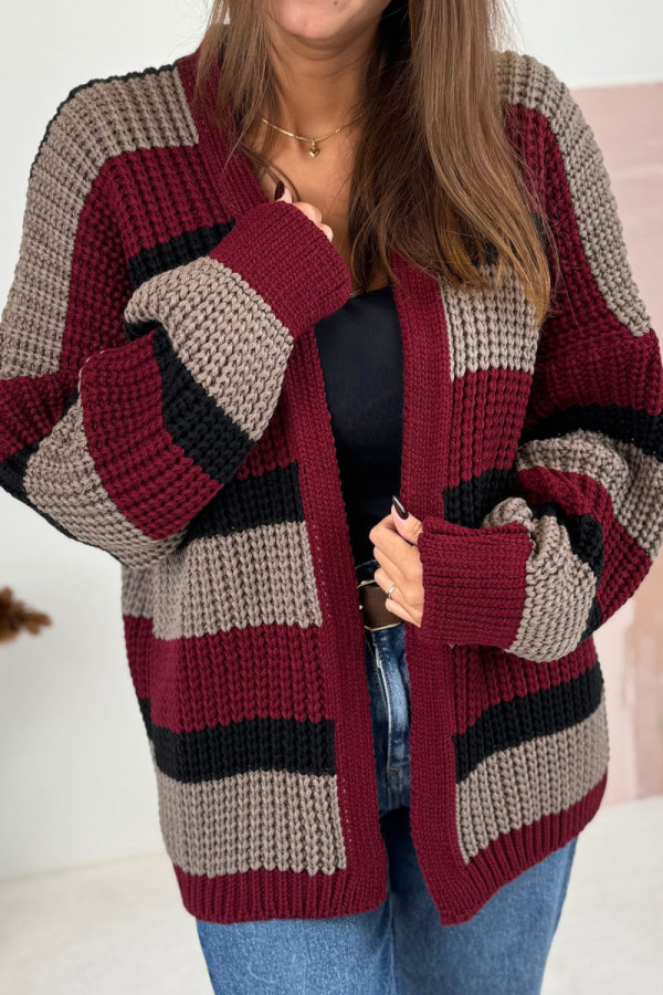 Sweter narzutka bocca tricolor| bordo