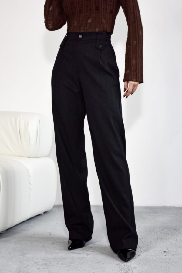 Wiskozowe spodnie melody z błyszczącą nitką | black