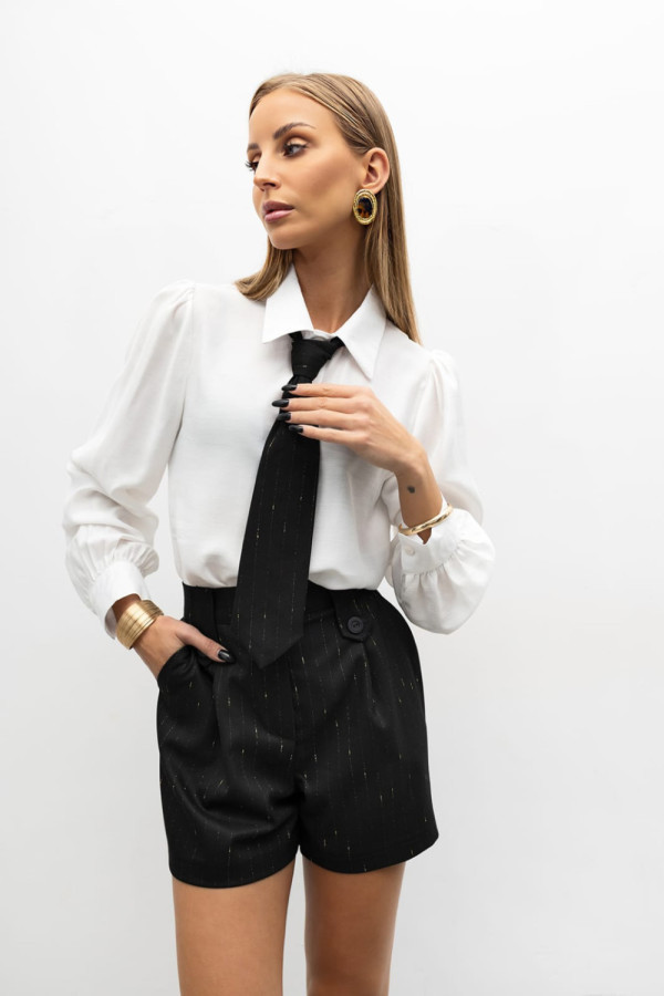 Wiskozowa koszula power glam z krawatem| black