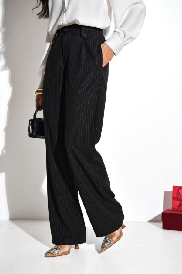 Spodnie midnight stripe z blyszczącą nitką| black