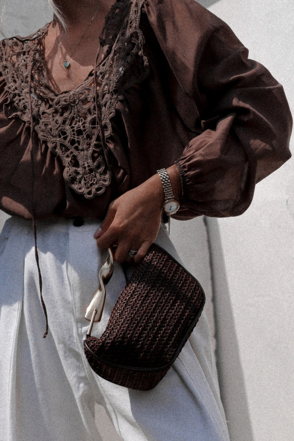 Koszula tanner o ażurowym wykończeniu czekoladowa - lyocell