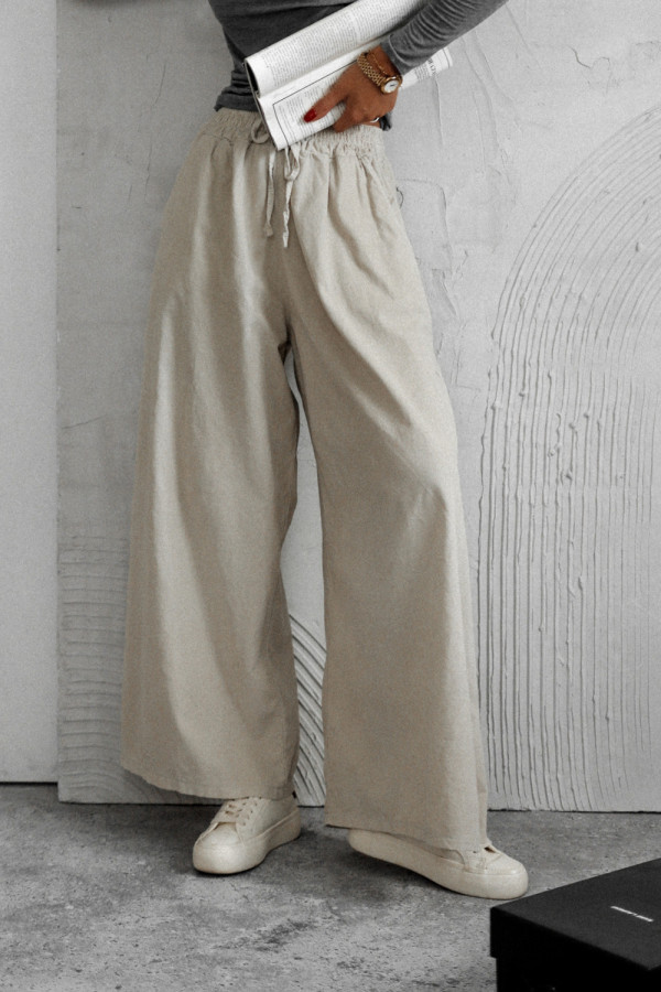 Spodnie uptown vision o strukturalnym wykończeniu beżowe