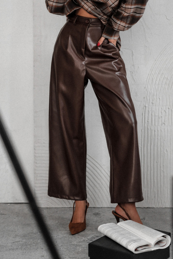 Spodnie park avenue z ekoskóry brązowe