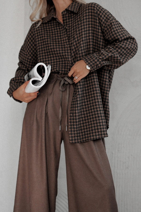 Koszula alphabet lines z domieszką wełny taupe