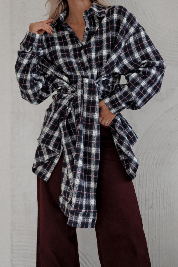 Koszula batumi blues z ozdobnym wiązaniem granatowa