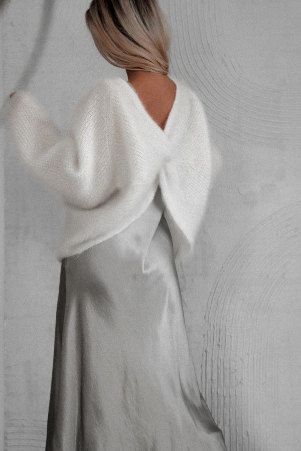 Sweter z moherem rustic echoes biały