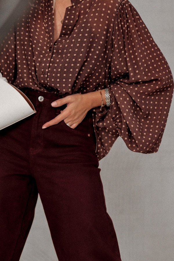 Koszula highland mist z rękawem typu balloon mleczna czekolada