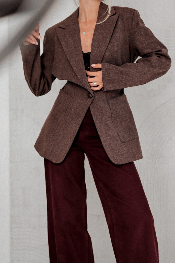 Marynarka midnight in roanne ze ściągaczem w talii taupe