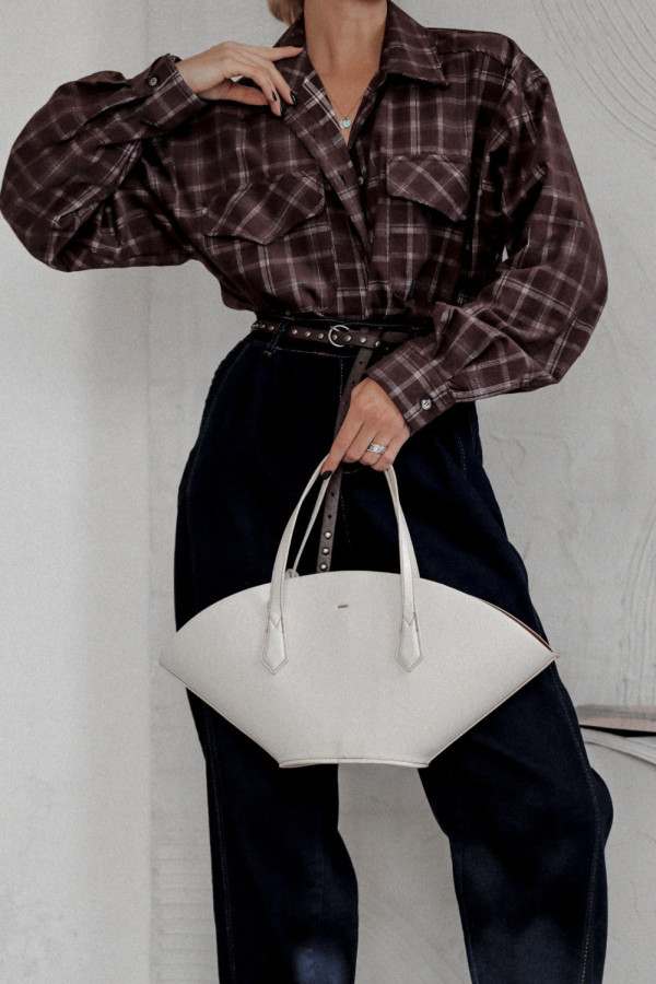 Koszula sharp lines z cienkiego sztruksu w kratkę