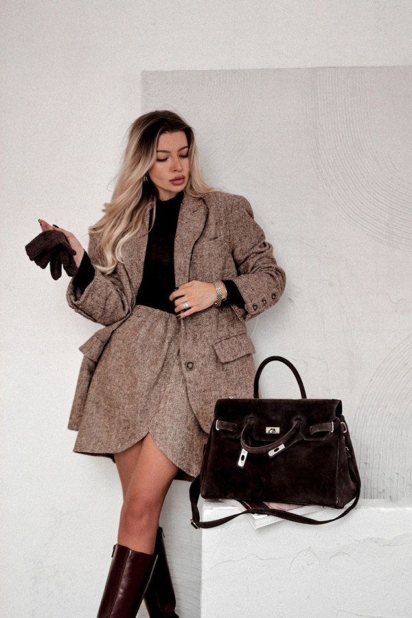 Marynarka skyline power o kroju oversize - beż melanż