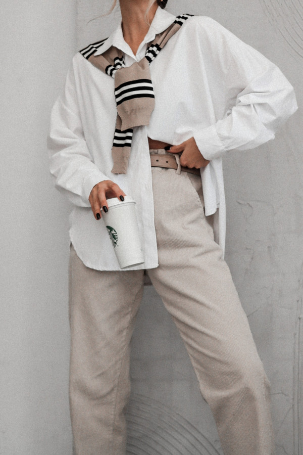 Koszula power lane o luźniejszym kroju - beżowa