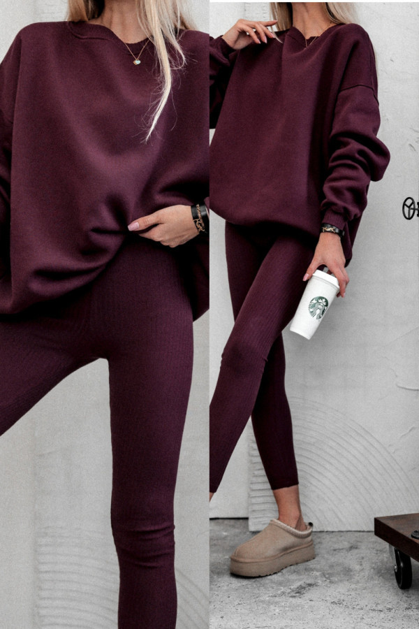 Komplet bawełniany metropolitan matches bordowy