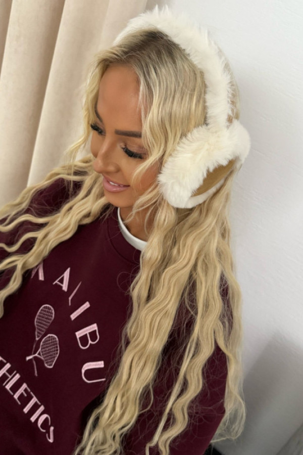 Nauszniki damskie zimowe z futerkiem camel emma