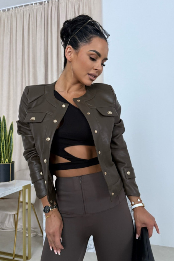 Dopasowana ramoneska z napami – nowoczesna klasyka z charakterem khaki lila