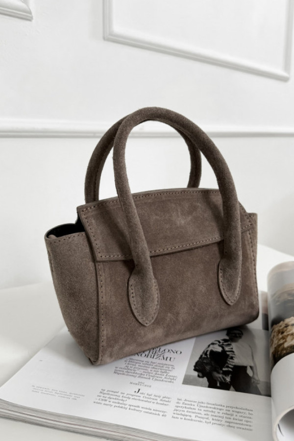 Torebka 100% skóra naturalna zamsz taupe eline mini
