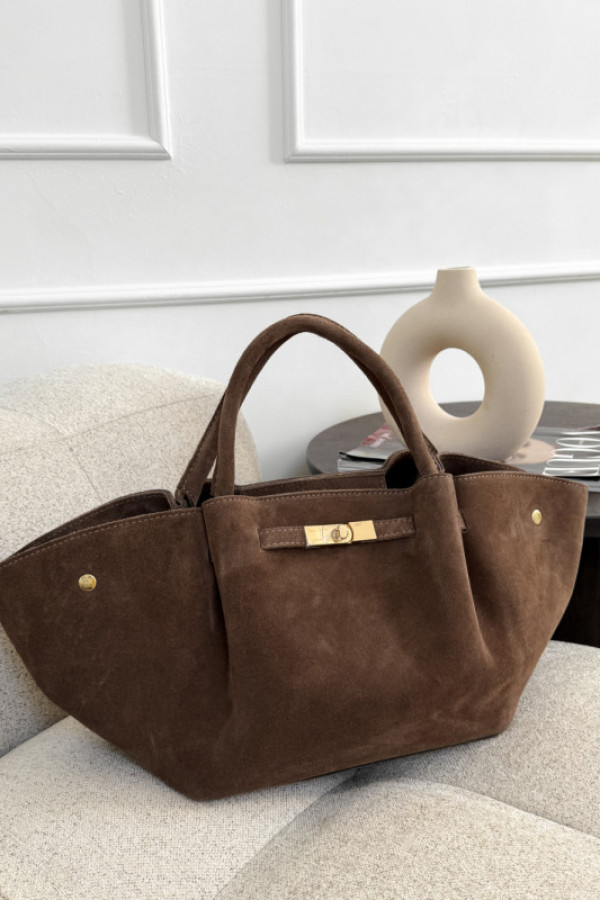 Torebka 100% skóra zamszowa deliane mocha