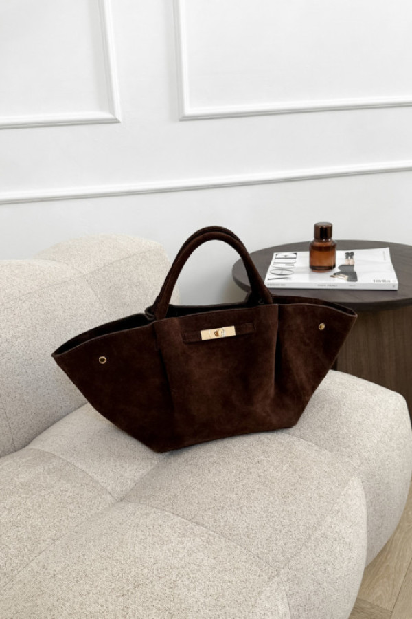 Torebka 100% skóra zamszowa deliane czekolada