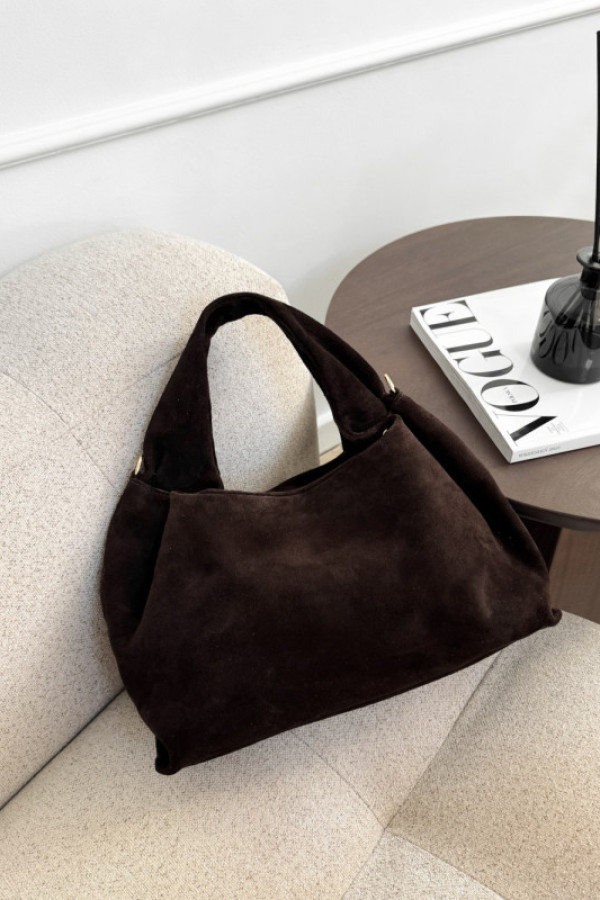 Torebka 100% skóra zamszowa sally czekolada