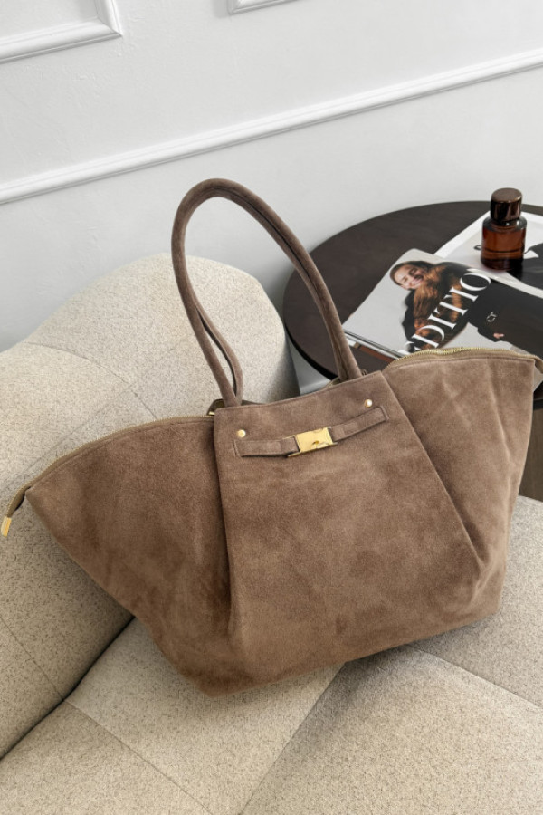 Torebka 100% skóra zamszowa leonie maxi mocha