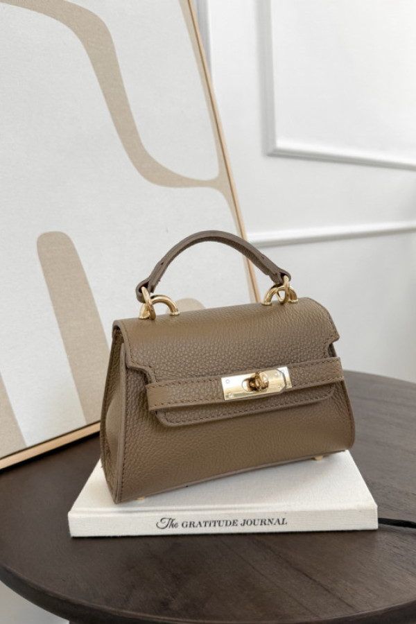 Torebka 100% skóra naturalna tiffany ciemny beż