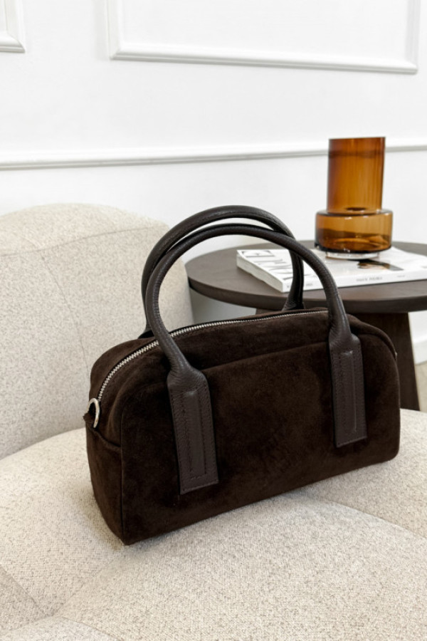 Torebka 100% skóra zamszowa lasse czekolada