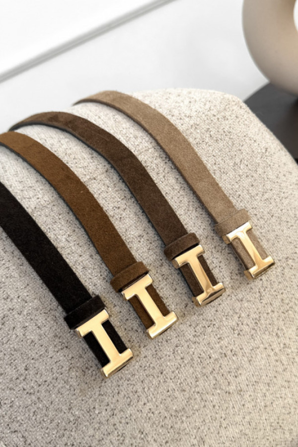 Pasek 100% skóra zamszowa paris czekolada