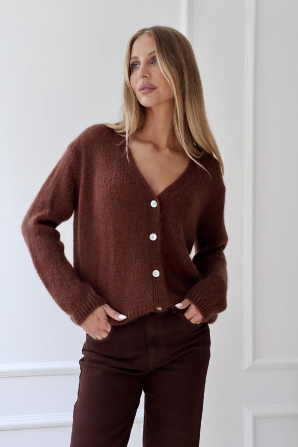 Kardigan z moherem brąz tivi