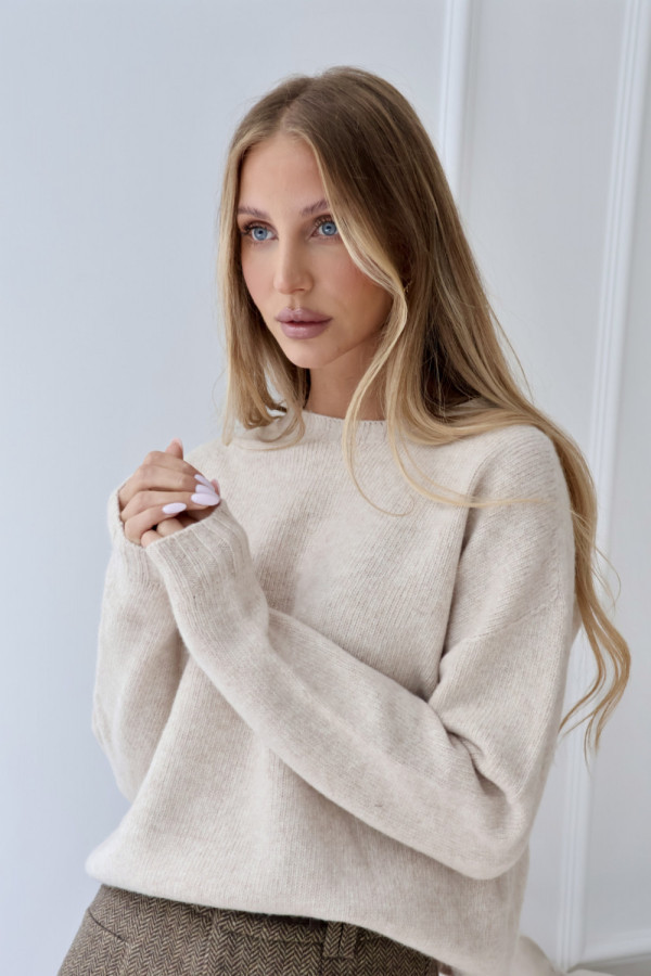 Sweter 100% wełna merino premium beż lancaster