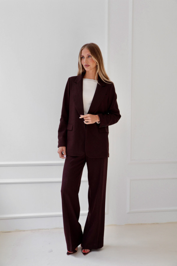 Spodnie rozszerzane z wełną czekolada manon