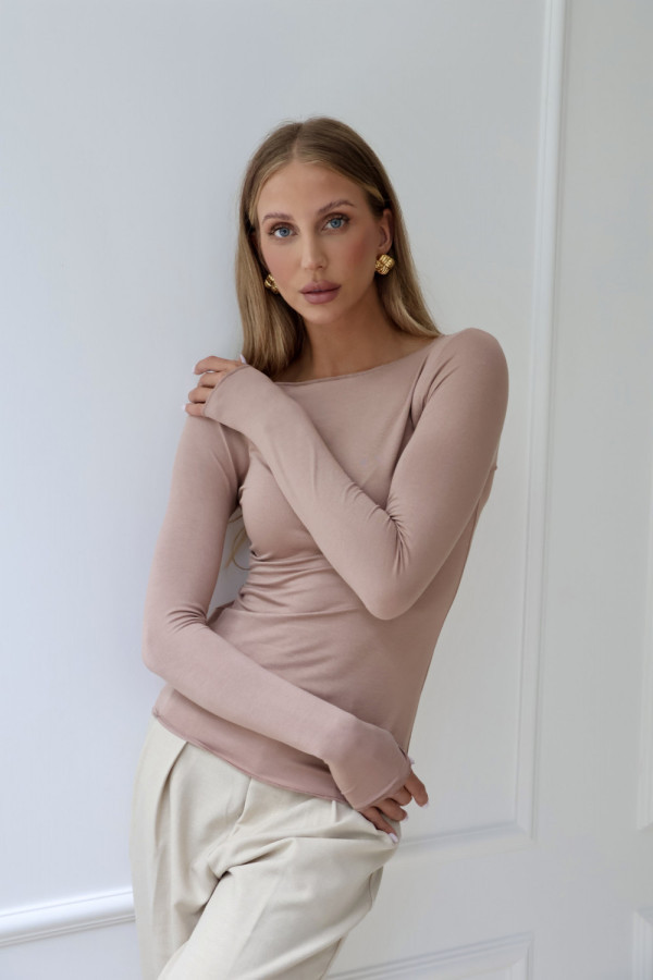 Bluzka 100% wiskoza ciemny beż skin